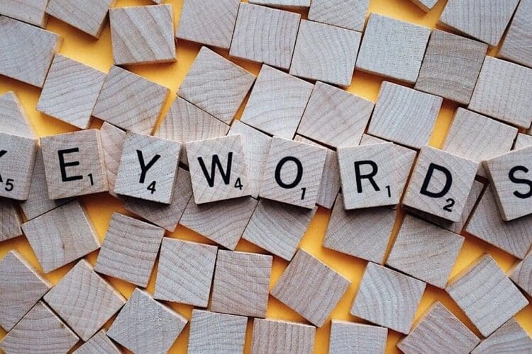 keywords spelled in Scrabble pieces