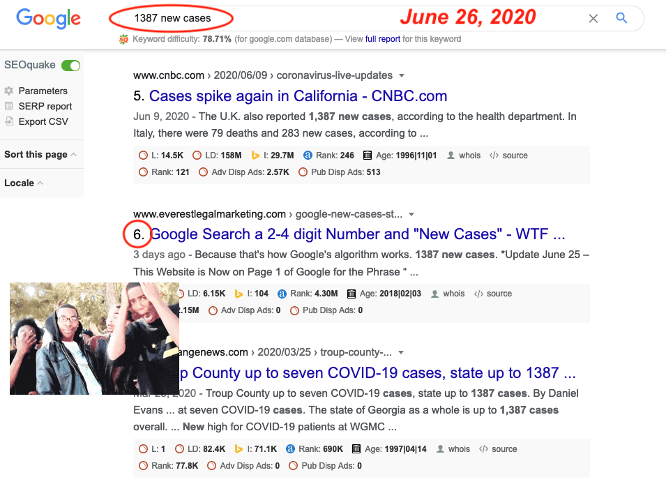 Google results page 1