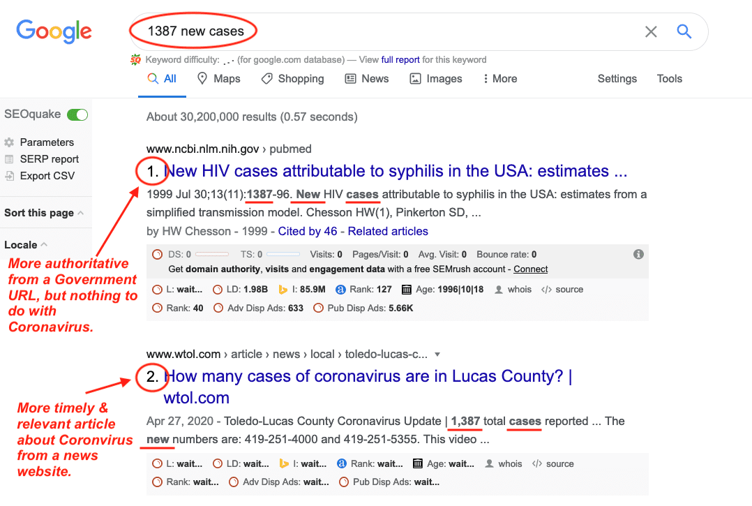 Google screenshot 1387 cases